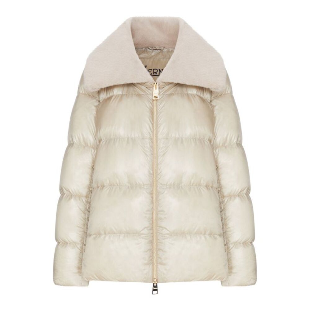 Herno Women Shiny Down Jacket With Fur Collar